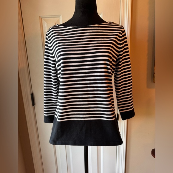 Chaps women’s Black and White Striped Shirt - Picture 1 of 7